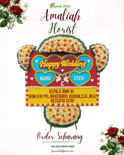 Karangan Papan Bunga Pernikahan di Selili